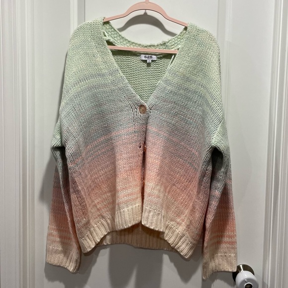 525 America Ombre Cardigan I’m Taffy Multi Pastel Size Small - Picture 3 of 8